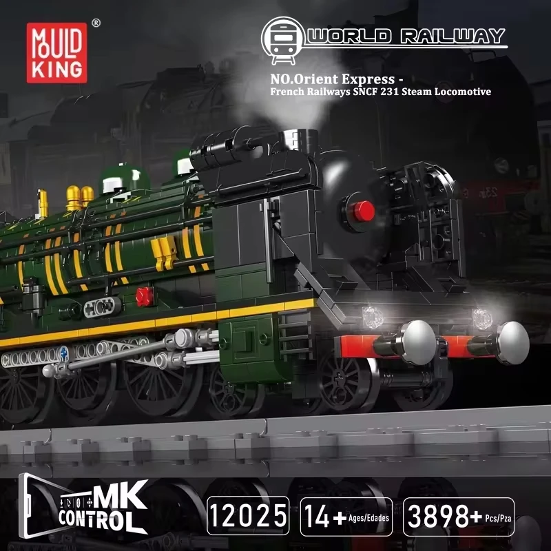 Mould King 12025 Technical Car Building Block RC Motorized French Railway SNCF 231 Steam Locomotive Train Toy Christmas Gift Kid