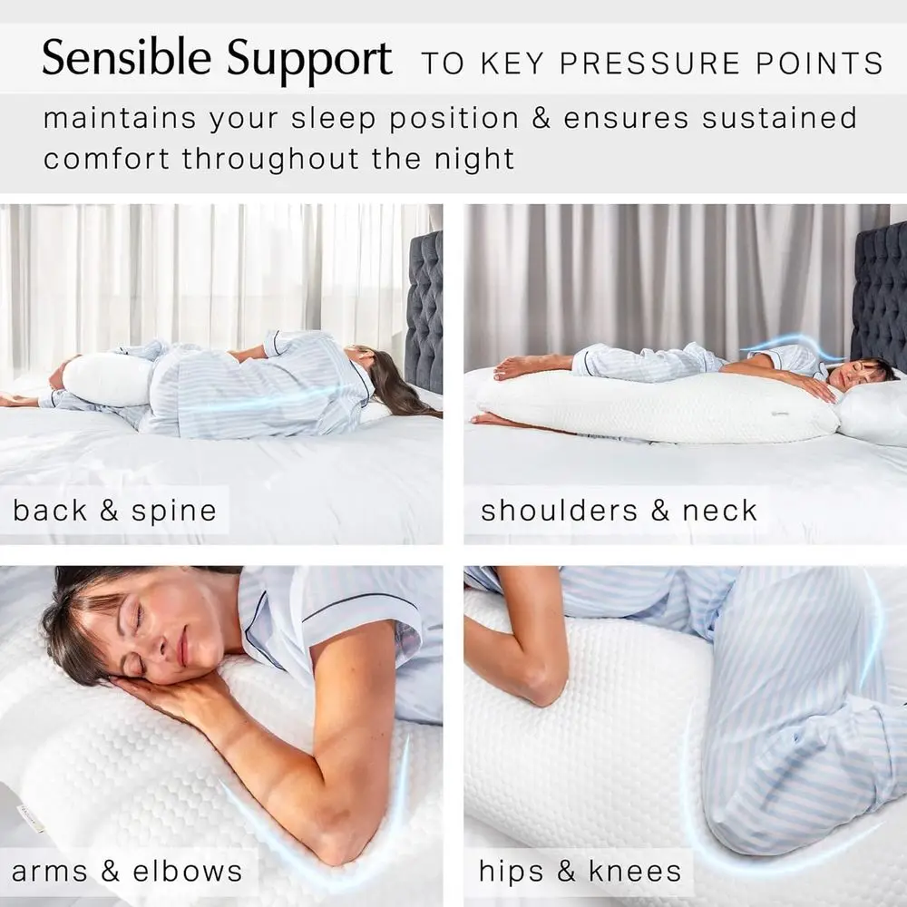 وسادة لكامل الجسم من الجانب للبالغين، مقاس كبير 20 × 54، رغوة الذاكرة القوية، غطاء ناعم، قابل للغسل #6