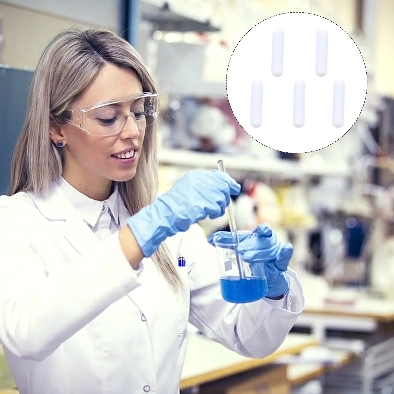 5 Pcs Magnetic Stirrer Mixers Spinbar Stiring Rod Photo White Ptfe Laboratory Stirring