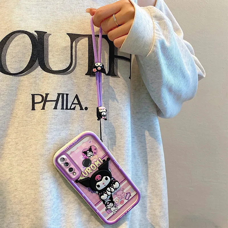 For Huawei P Smart Z Pro 2021 Y7a Y9 Prime 2019 Y9s Cute Cartoon Kuromi Pochacco Toy Phone Case Hand Strap Multistep Soft Cover