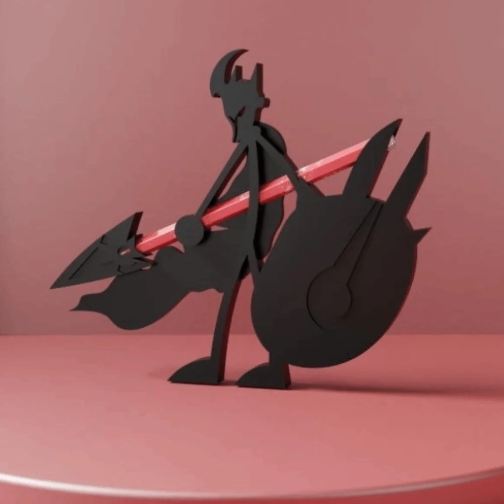Cute Plastic Stickman Warrior Pen Holder Pen Container 3D Black 3D Printed Pencil Stand Cartoon Creative Funny Pen Ornament Home