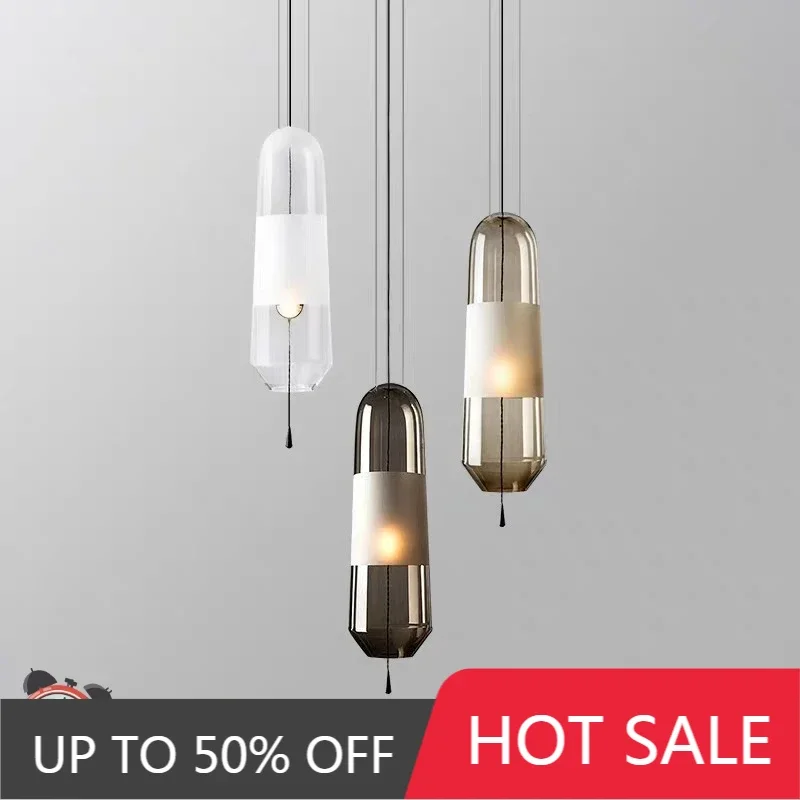 Restaurant Chandelier Lights Bedroom Bedside Living Dining Room Pendant Lamps Glass Decoration Nordic Hanging Kitchen Lighting