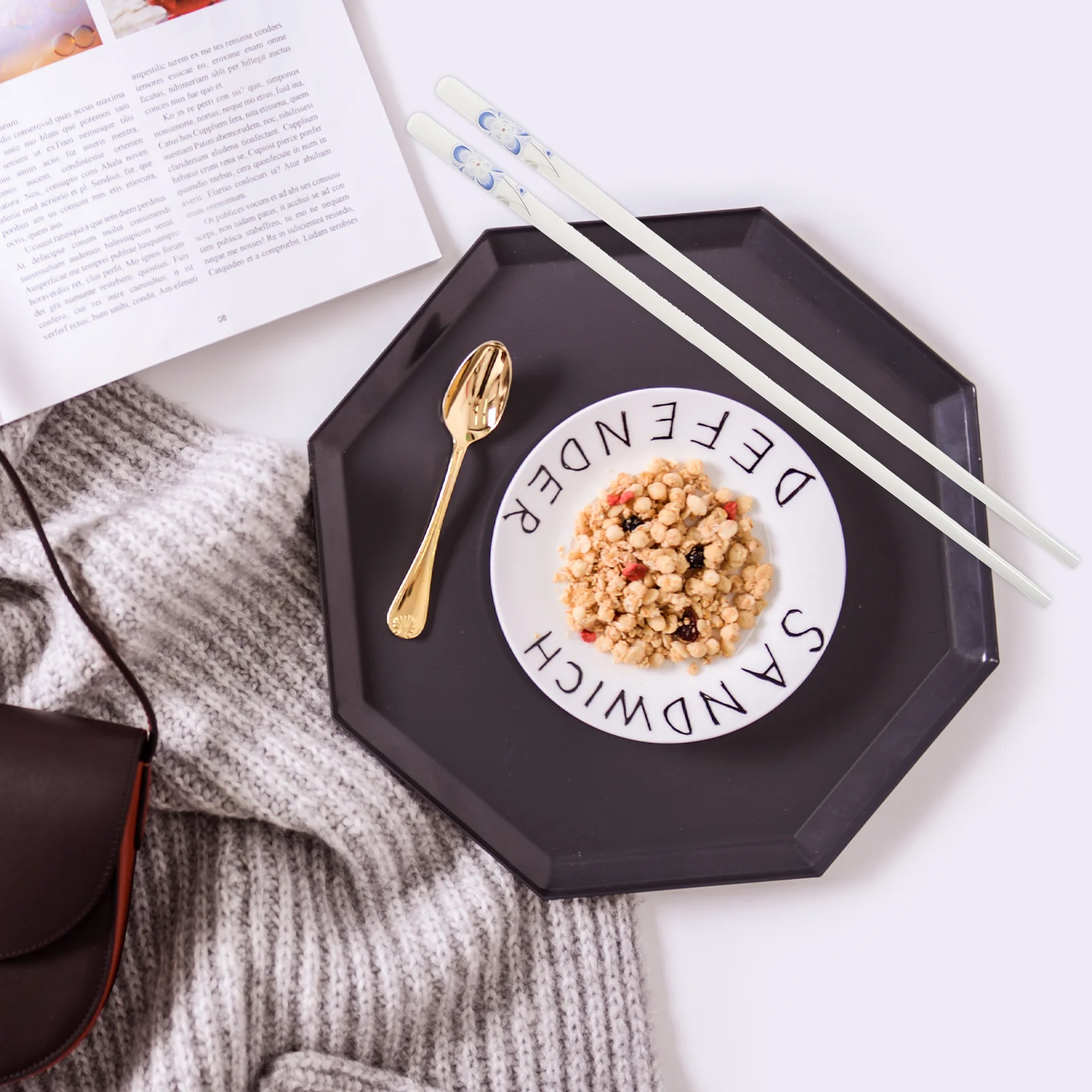 

5 Pairs Flower Ceramic Chopsticks Reusable Household Anti-Scald Anti-Slip Heat Resistant Stylish Chopsticks