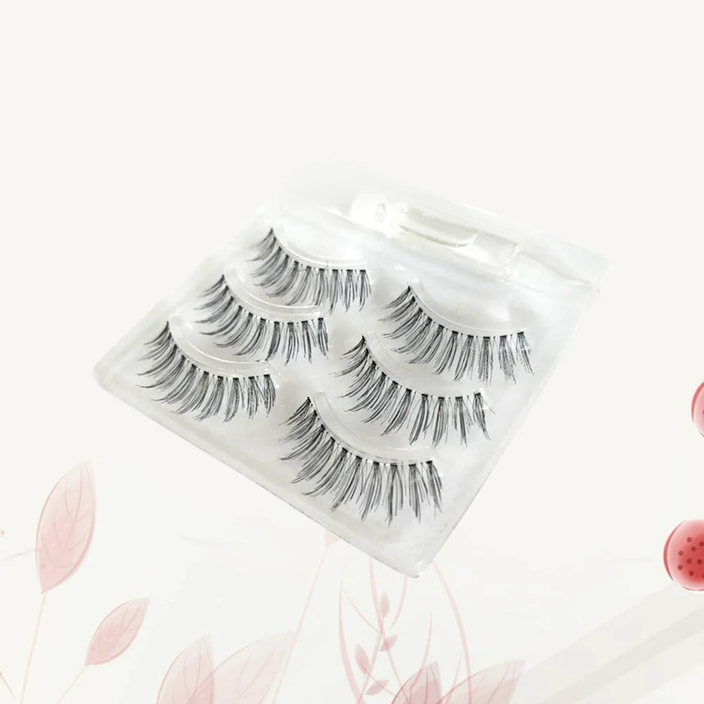 3 ペアつけまつげ手作りナチュラルロング厚いつけまつげ快適な簡単なメイク落としつけまつげパーティー毎日用