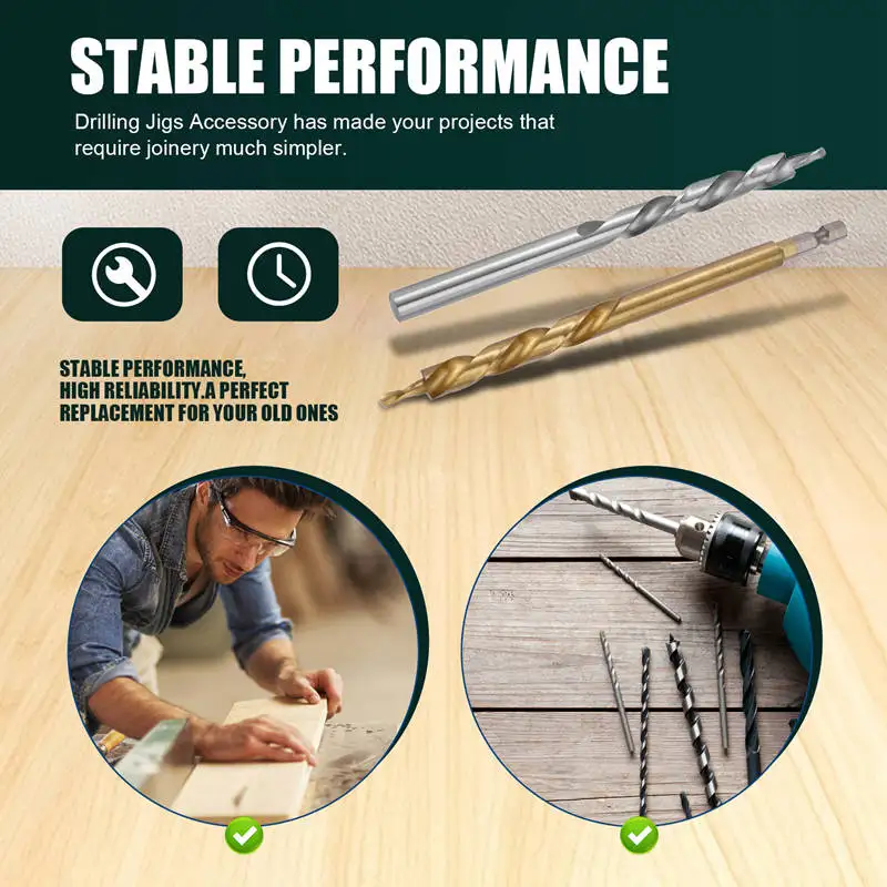 2Pcs 45661 Inch Hex Shank Pocket Hole Drill Bit + 3/8(9.5Mm)Replacement Twist Step Drill Bit-A63M view 6