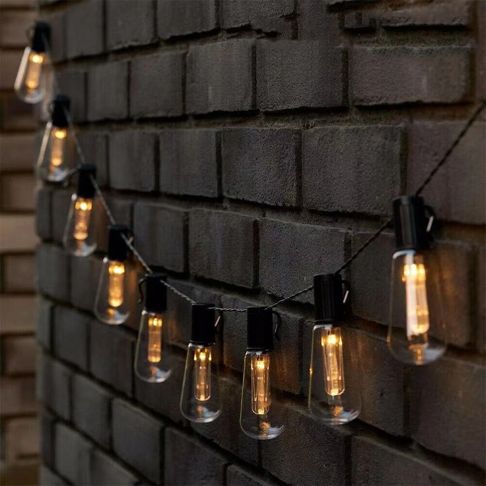 Outdoor Solar LED String Light, Retro Edison String Lights para quintal, café, iluminação decorativa, Holiday Garland, IP65 impermeável