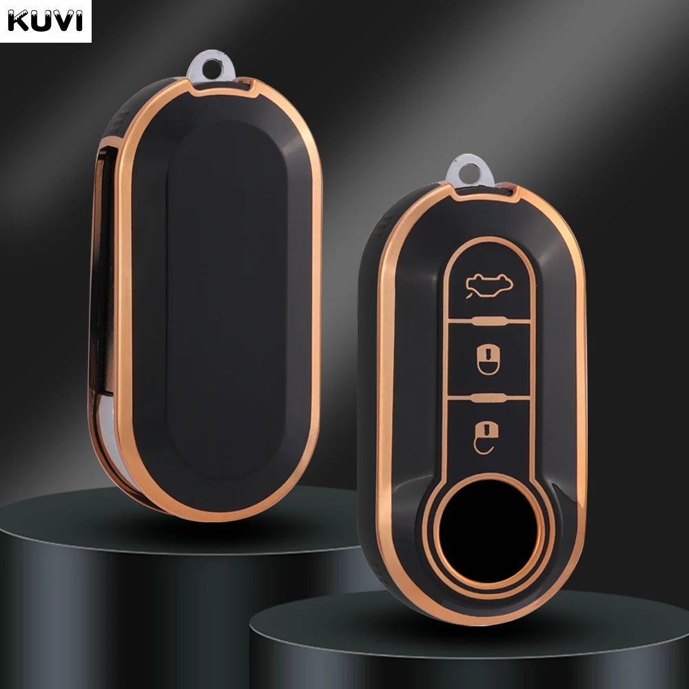 Kuvi TPU Car Key Cover Shell Case Fob For Fiat 500 Panda Punto Bravo Doblo Peugeot Boxer Citroen Relay Fiat Ducato Lancia Musa