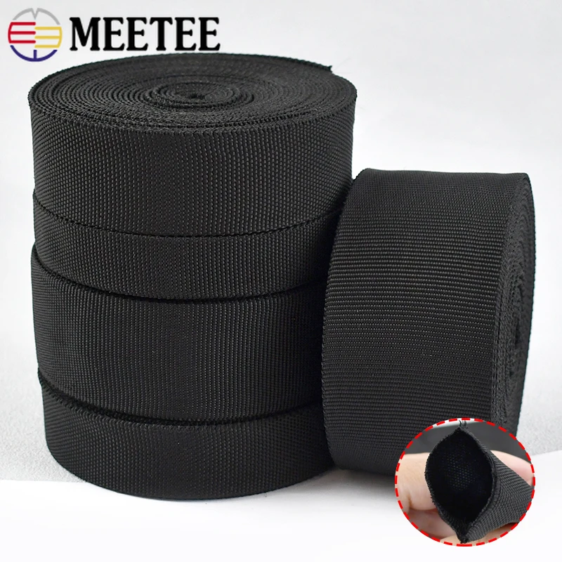 5/10M 20-50mm Tubular Webbing Shoudler Bag Strap Nylon Tape Hollow Bias Binding Belt Clothes Decor Ribbon Sewing Braid Trimming