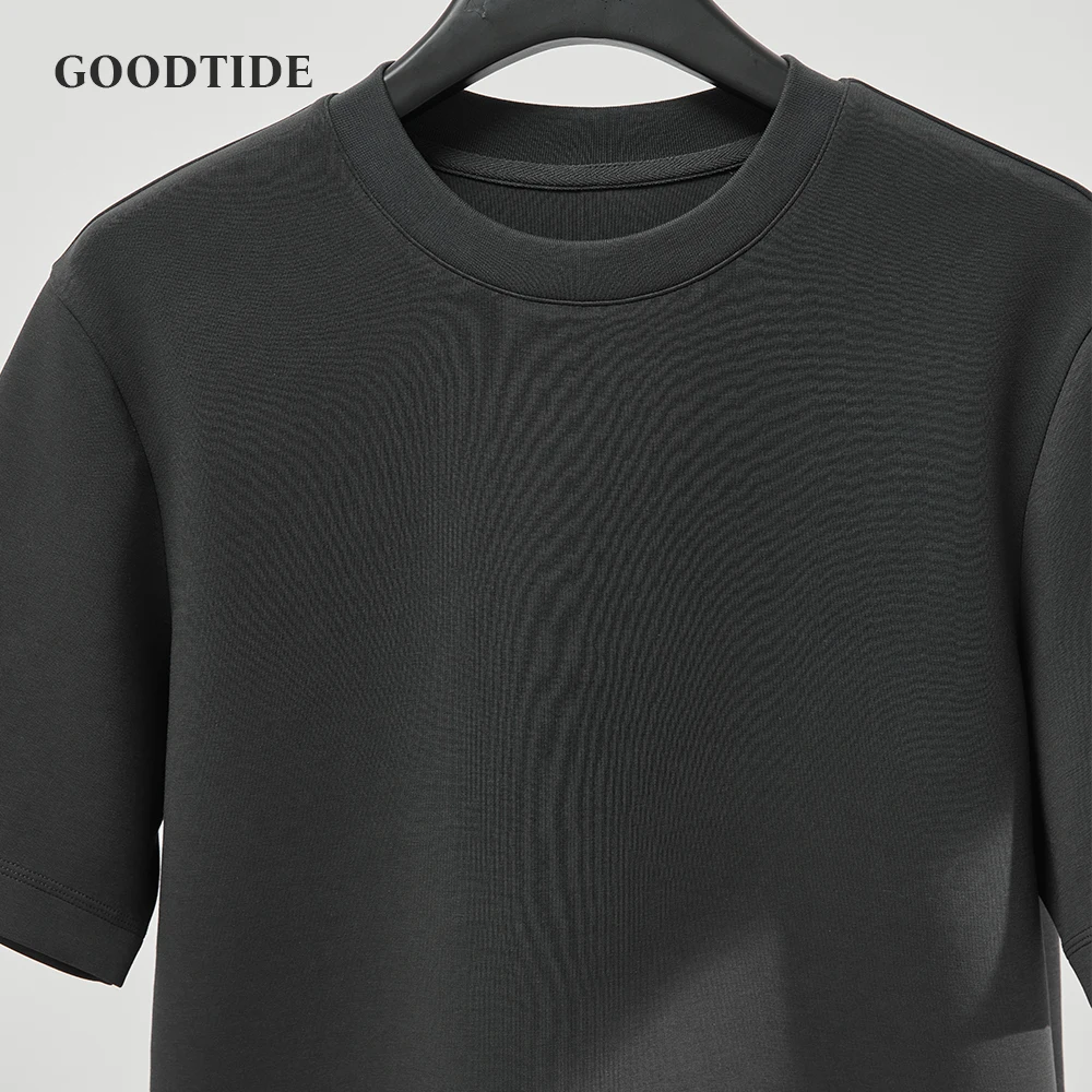 Men's Cotton High-End Fabric Liquid Ammonia T-shirt Mercerized Cotton Short-Sleeved Summer Cool Silky Crewneck Sweater