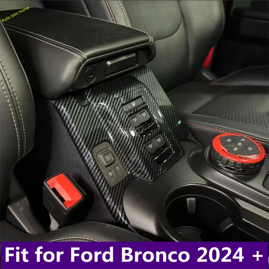 

ABS Carbon Fiber Car Door Window Glass Lift Switch Button Cover Trim Sticker for Ford Bronco 2024 2025 ABS Interior Accessories