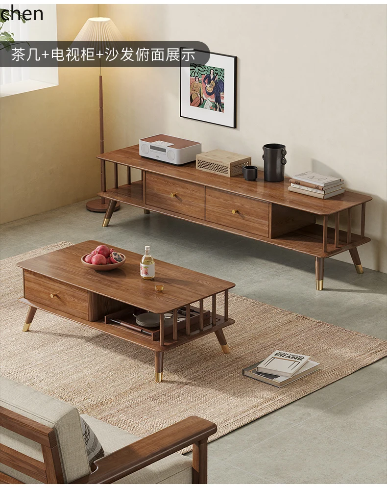 ZML solid wood coffee table furniture small apartment simple modern balcony tea table living room coffee table