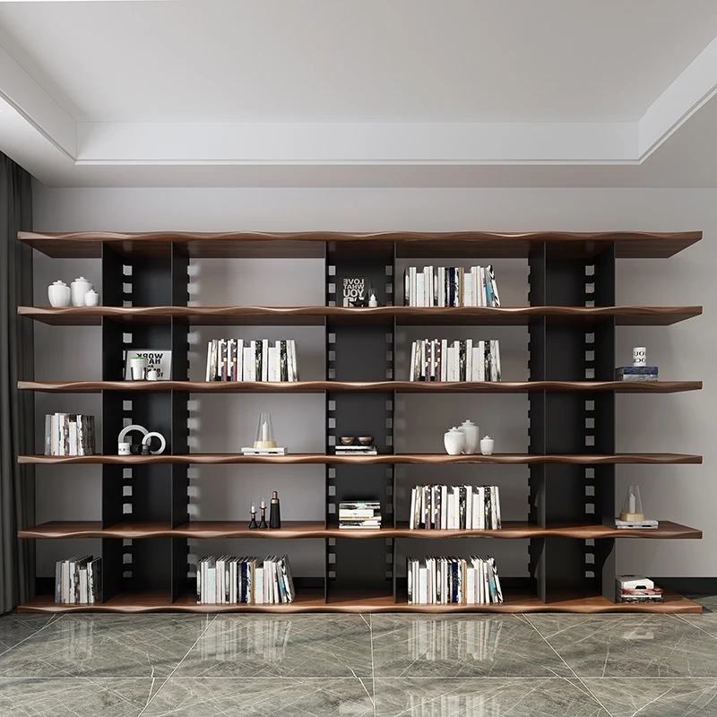 baffle frame solid wood shelf full wall bookshelf office shelf display rack partition rack