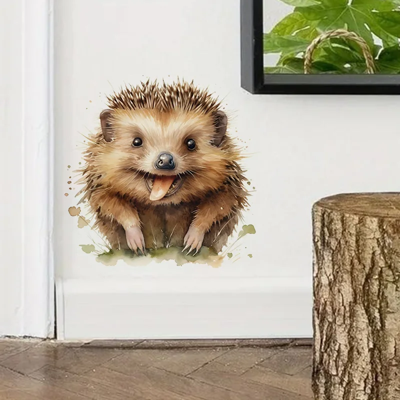 

Happy Hedgehog Sticker, Water-proof & UV-resistant Wall Decal, Used for Wall, Bathroom, Cabinet, Door,Toilet, Car, Laptop,QT26