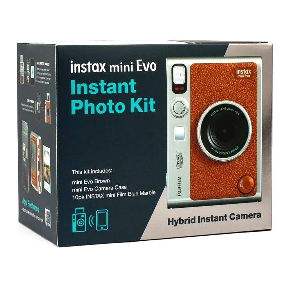 Fujifilm Instax Mini EVO Instant Photo Kit 2-in-1 Instant Photo Camera and Printer with 2.7 inch LCD Screen 10 Lens and 10 Film