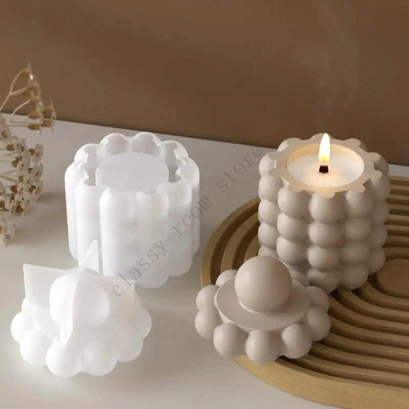 جديد جرة أسطوانية الراتنج قالب من السيليكون لوتس شكل صندوق تخزين المجوهرات مع غطاء قالب لصياغة شمعة حامل جرة الحلوى #3