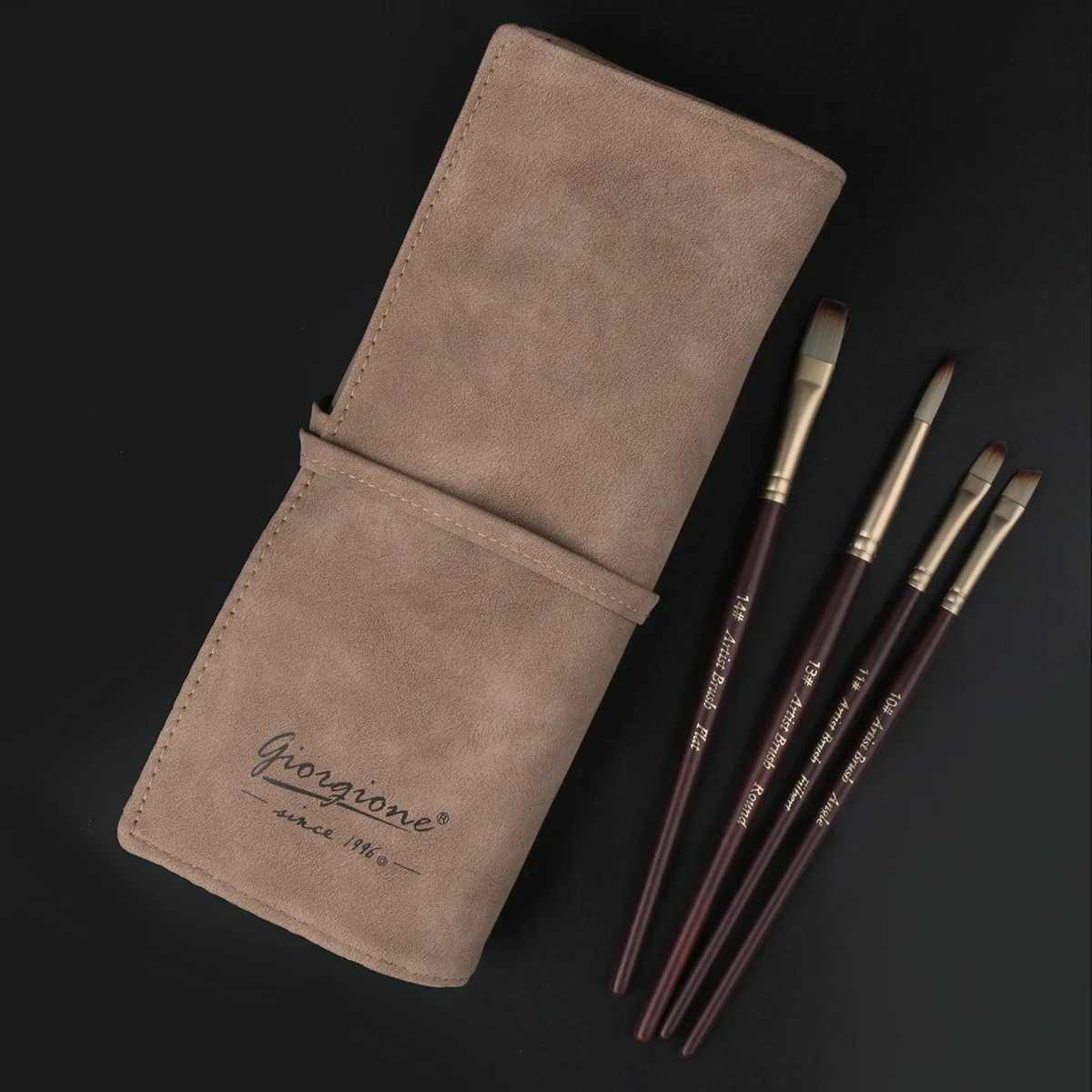 24 pcs high quality nylon hair paint brush set portable simulated leather cloth bag oil painting brush watercolor artist supply