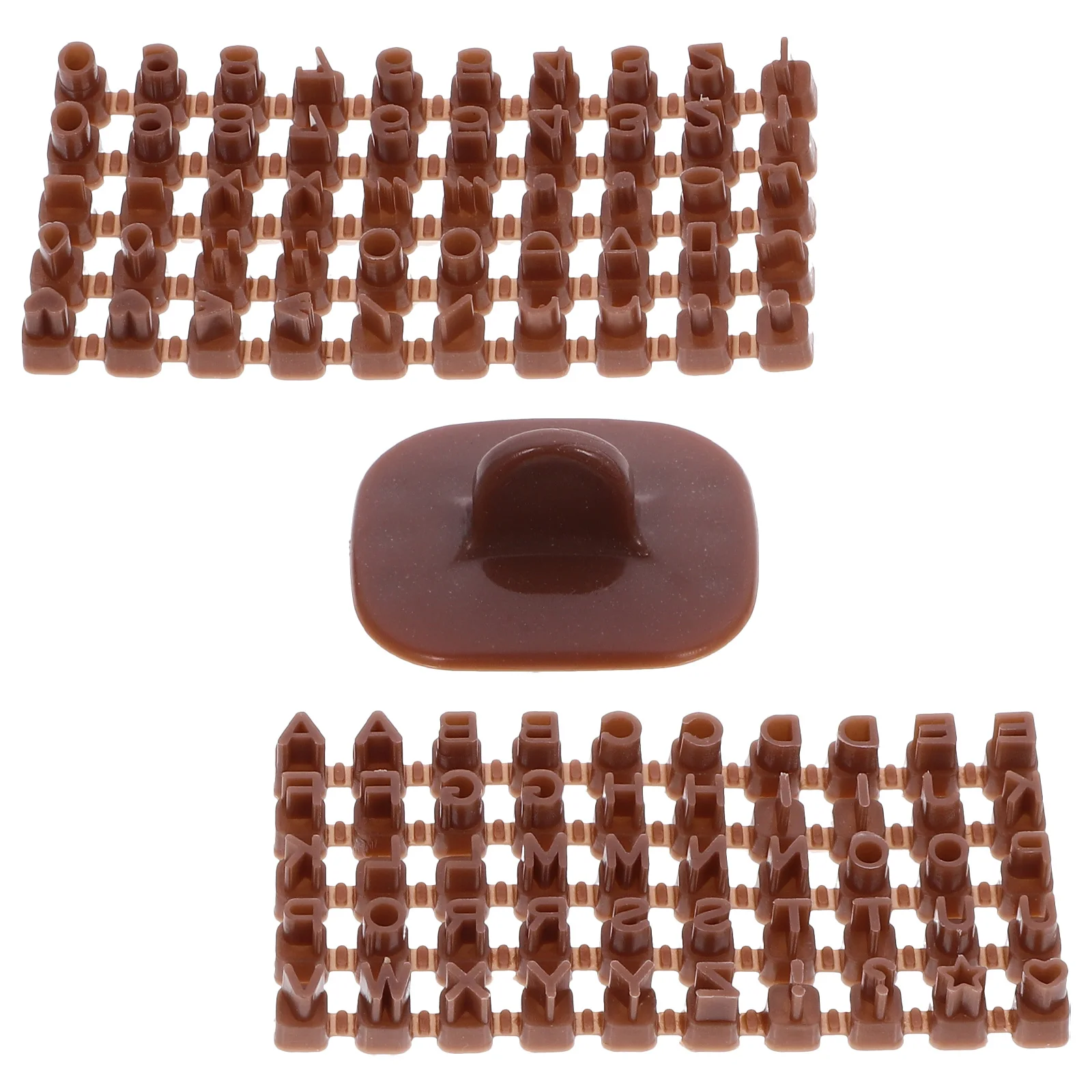 

3 Pcs Polymer Alphabet Seal Mold Letter Stamps for Clay Cutting Machine Brown Plastic