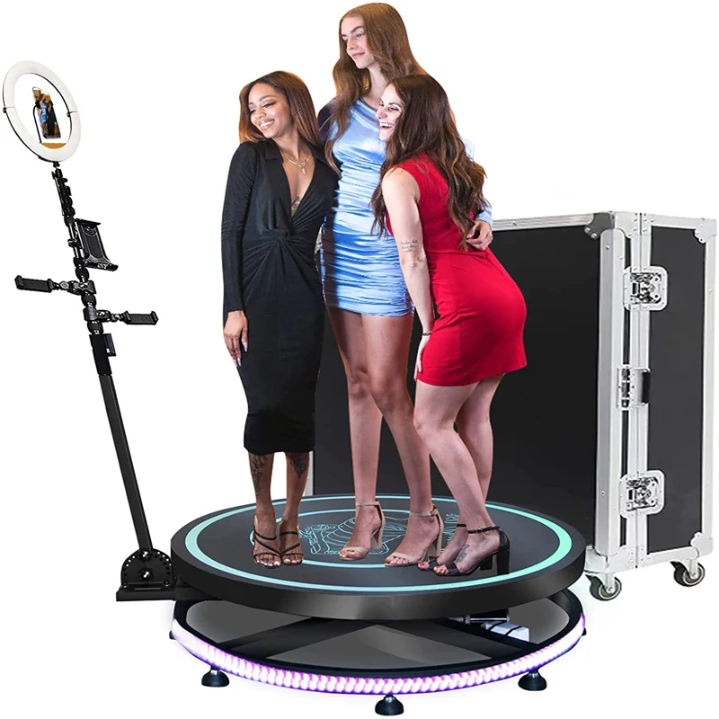 

360 Photo Booth Machine with Free Logo Ring Light Selfie Stand Accessories, Remote Control Auto Rotate 360 Camera Booth Rotator