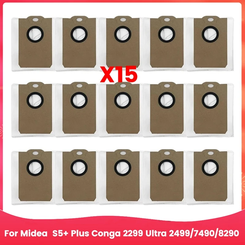 

A44F-15PCS Dust Bags Fits For Midea S5 Plus Conga 2299 Ultra 2499 7490 8290 Vacuum Cleaner Replacement Accessories