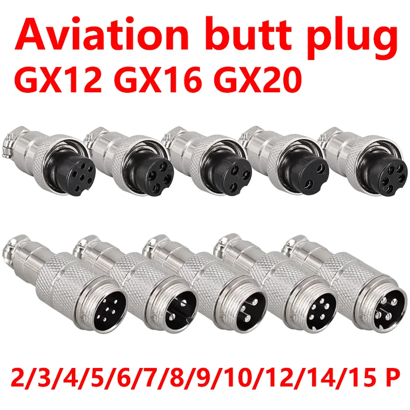 Aviation Plug GX12 GX16 GX20 Butt Soldering Socket 2/3/4/5/6/7/8/9/10Pin Wire Docking Connectors