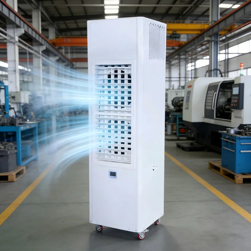PlugandPlay Industrial Coolers - 220V/380V models, mobile cooling systems for warehouses and kitchens with 24000Btu and 42000Btu