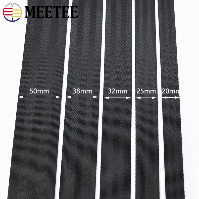 1-5Meters 20-50mm Meetee Black Nylon Webbing Strap Shoulder Bag Straps To The Meter Backpack Ribbon Band Safety Seat Belt Sewing