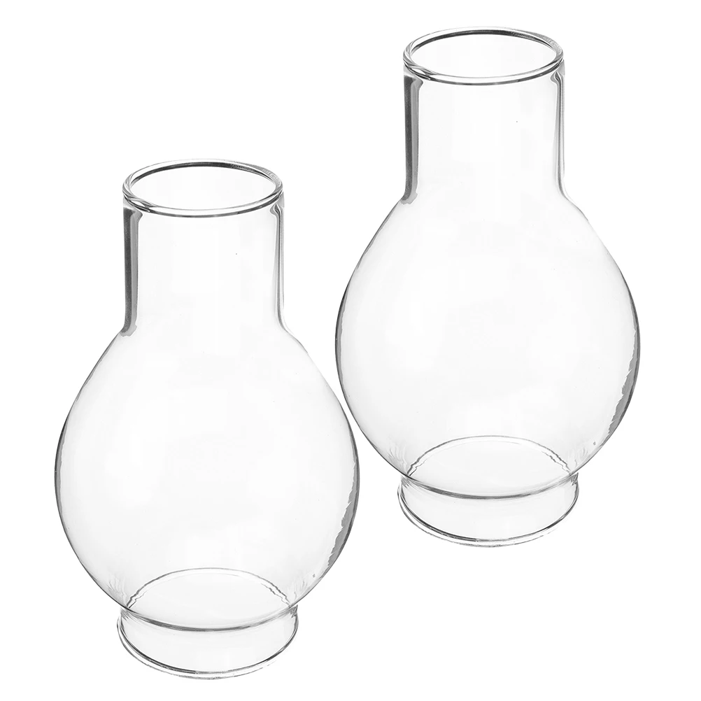 

2 Pcs Glass Lampshade Sleeve Cover Chimney Tube Household Transparent Holder with Hurricane