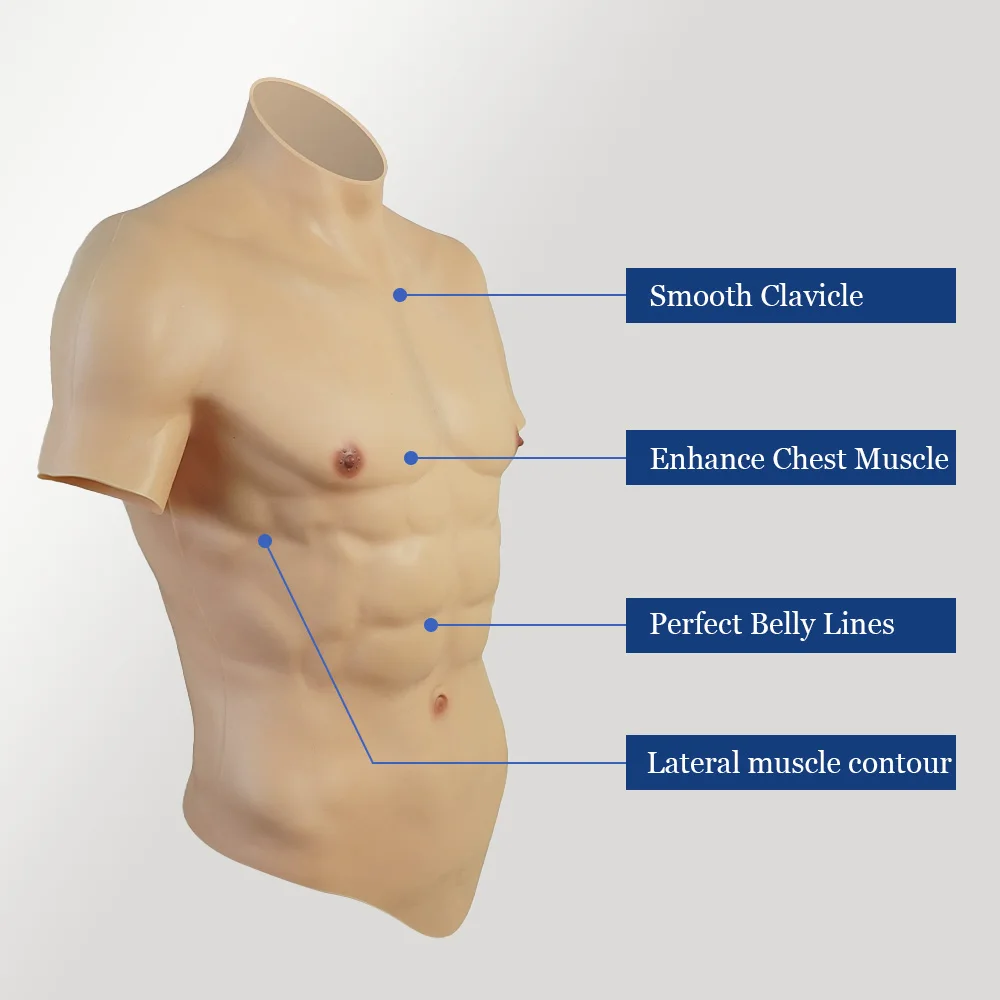 Silikon Muskel Brust Realistische Männliche Brust Weste Bauch Muskel Simulation Haut Silikon Weich