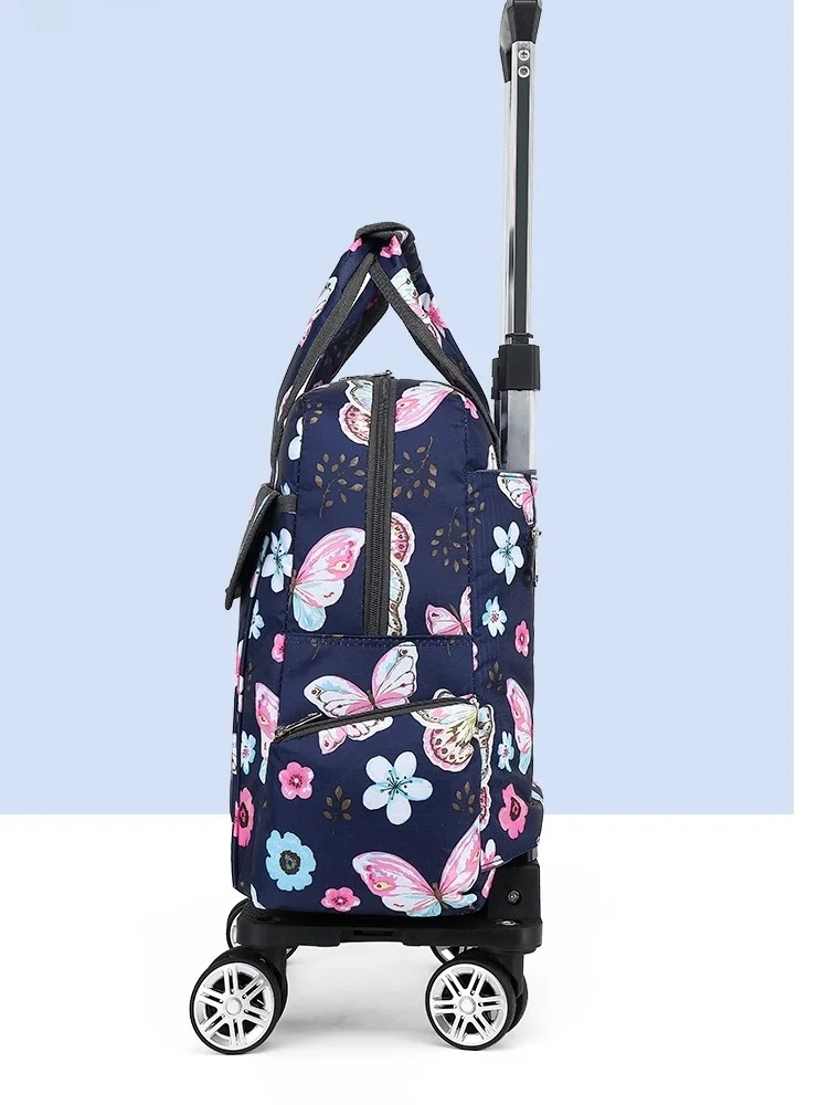 Waterproof Travel Bag Luggage Handheld Double Shoulder Backpack with Four-Wheel 18 Inch Check-In Bag Lightweight Pullman Bag