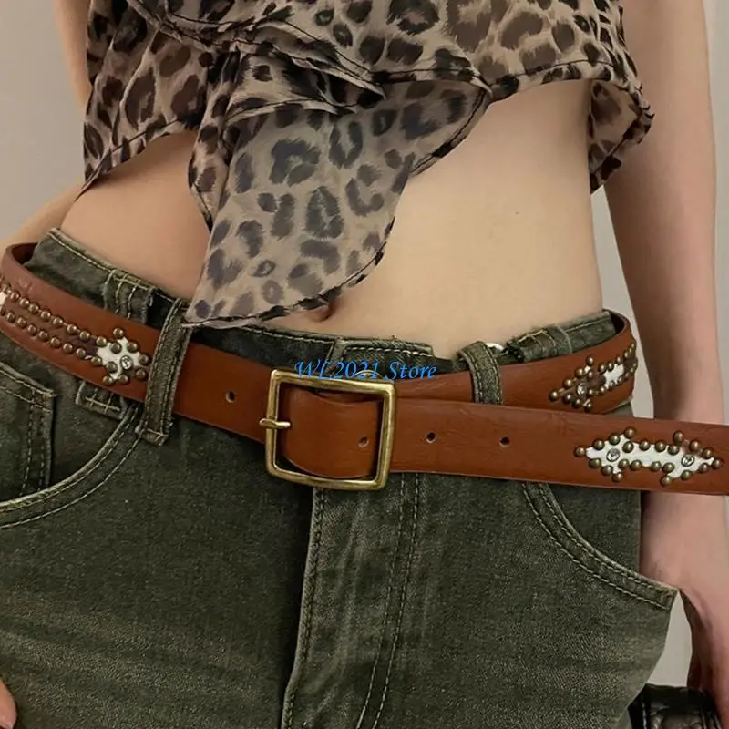 

G5GC Teens Women PU Leather Belt Jeans Wear Resistant Belt for Dress Skirt Decors