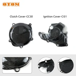 For HONDA CRF450R 2010-2016 Motorcycle Clutch Protector Ignition Guard Carbon Fiber Engine Cover 11340-MEN-A50 11351-MEN-A40