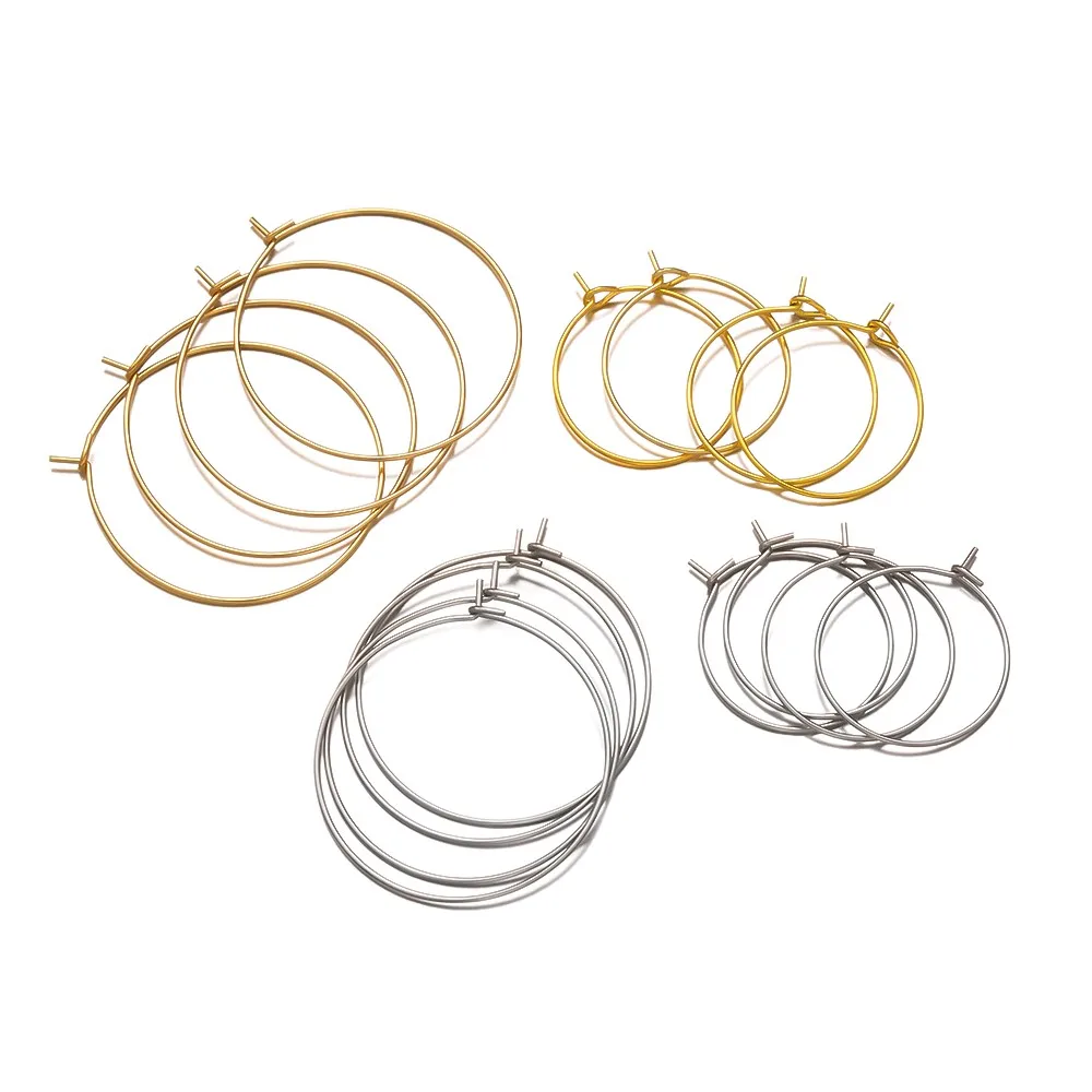 50Pcs 316 Stainless Steel 15 20 30 40mm Gold Silver Color Hoops Earrings Big Circle Ear Hoops Earrings Wires DIY Jewelry Making view 3