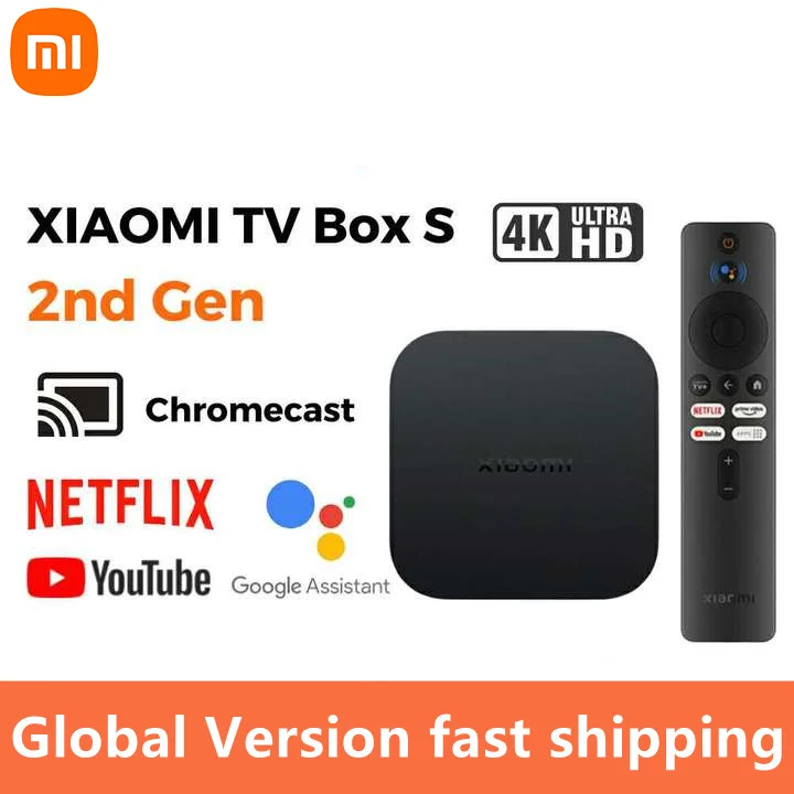 Глобальная версия Mi TV Box S 2-е поколение Iptv 4K Ultra HDR10 + Google TV DTS 360 ° Bluetooth и ИК пульт дистанционного управления Smart Mi Box S Player