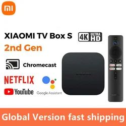 글로벌 버전 Mi TV Box S 2 세대 Iptv 4K Ultra HDR10 + Google TV DTS 360 ° 블루투스 및 IR 리모컨 스마트 Mi Box S 플레이어