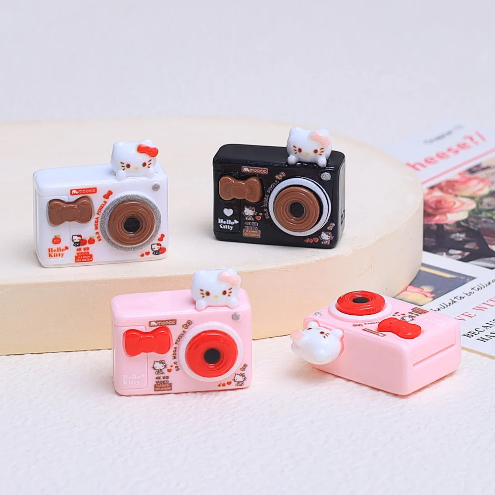 2 ชิ้น 3d Hello Kitty Series สีดํากล้อง DIY เรซิ่นอุปกรณ์เสริมเครื่องประดับ Hairpin โทรศัพท์มือถือกรณี Charm พวงกุญแจจี้วัสดุ