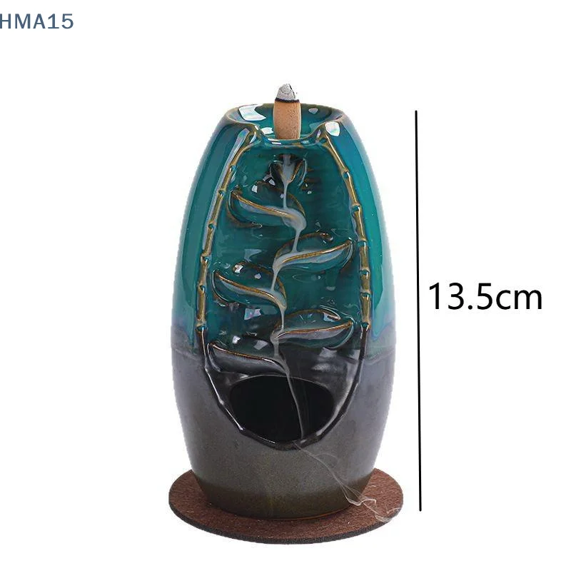 【YA】Ceramic Backflow Incense Burner Waterfall Smoke Blue Glaze Incense Holder