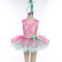 Dance Favourite Dance Costumes 24020 Rose Red  Bodice with Green Tulle Kid Ballet Tutu Small Dance Costumes