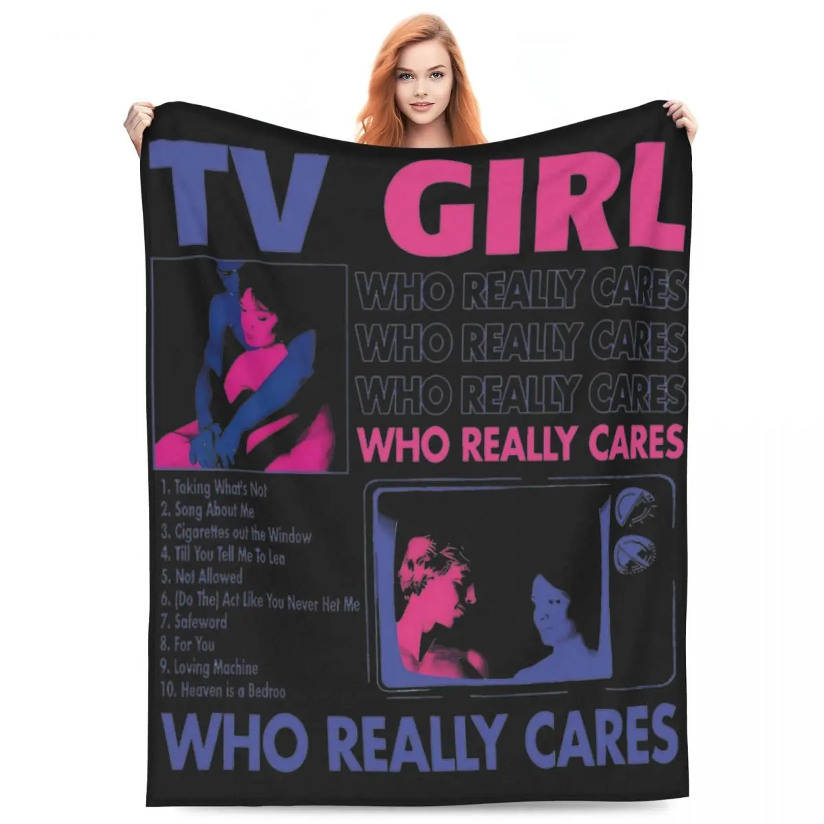 

TV Girl Band Who Really Cares Album Blanket Fleece Home Indie Pop Throw Blanket Cozy Lightweight for Travel Quilt