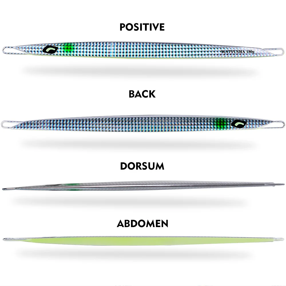 Submersed lead fish Long Metal Jig Fishing Lure Quick Cast Jigging Spoon 100G 180G 300G Artificial Shore Metal Bait Sea Tackle