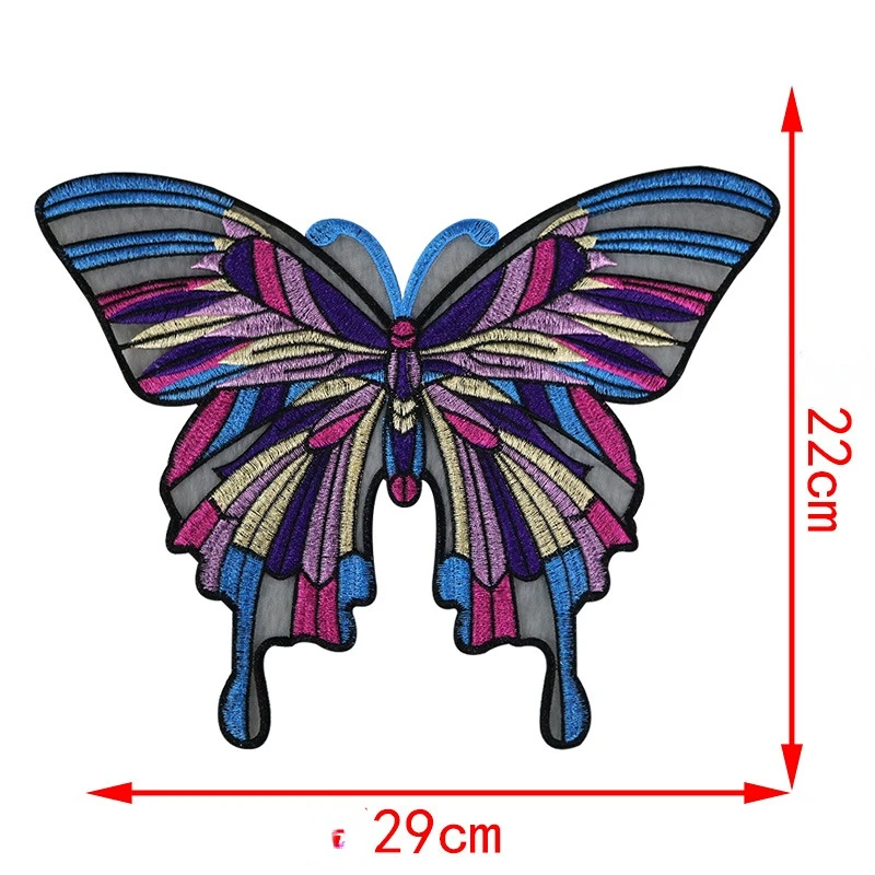 New Embroidery Butterfly Patch on Clothes Large Sew on Heat Transfer Fabric Applique Diy Repair Piece