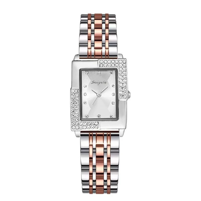 

Luxury Fashion Quartz Watches Ladies Simple Square Rhinestone Steel Strap Woman Watch Business Wriswatches Clock Montre Femme