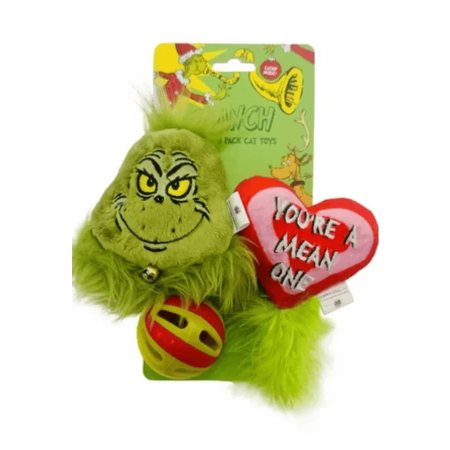 

3Piece Grinch Holiday Cat Toys with Catnip Inside Green