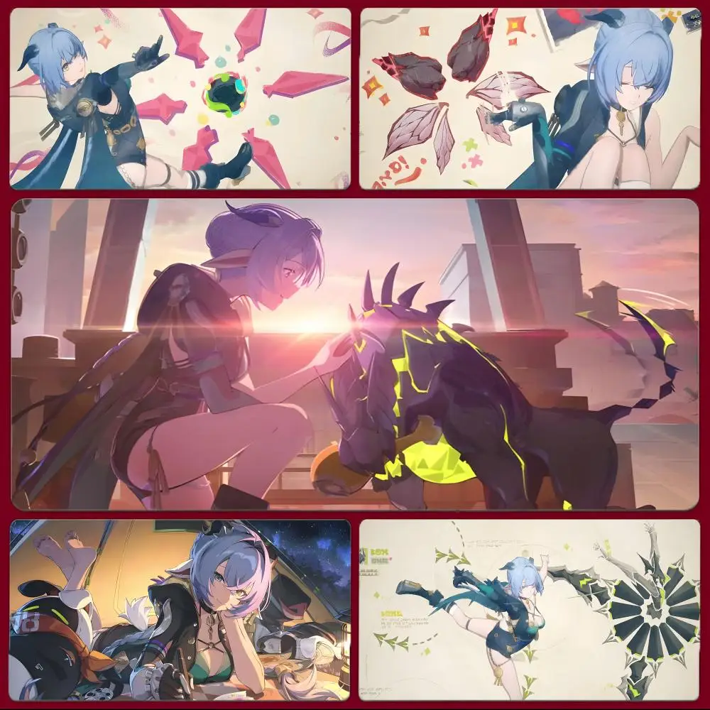 Game Character Zenless Zone Zero Lucia Mouse Pad Large Gaming Mousepad with Stitched Edges Thickened Desk Mat PC