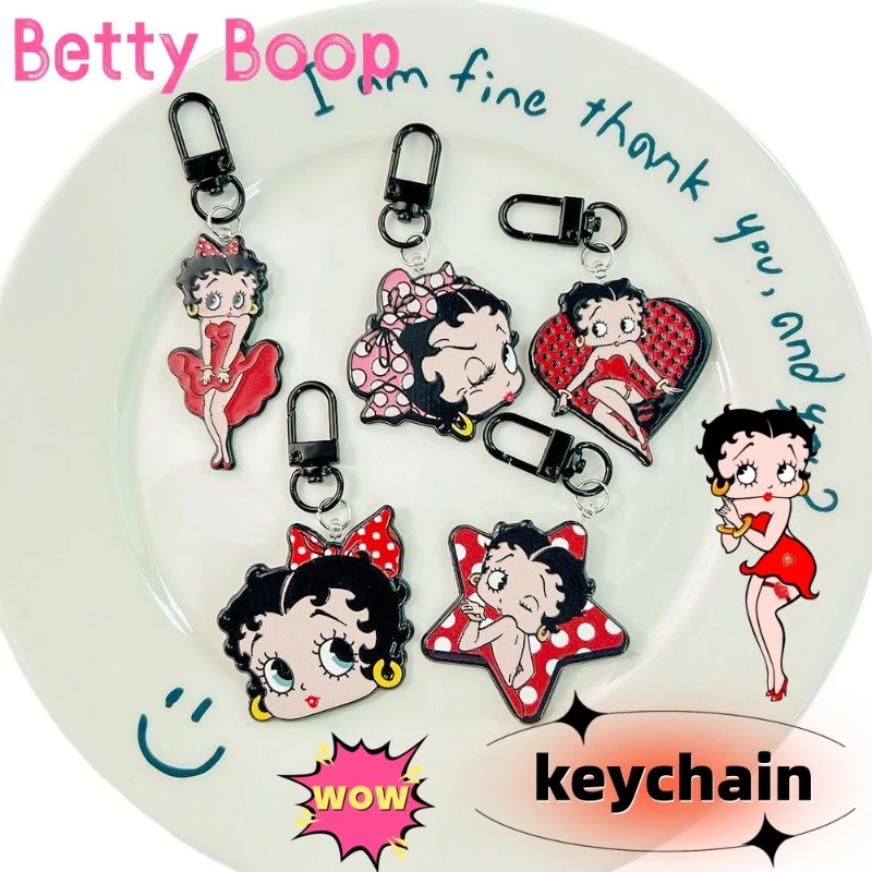 Betty cartoon 3D embossed acrylic keychain charm, sweet girly backpack accessory, high-looking stylish pendant gift