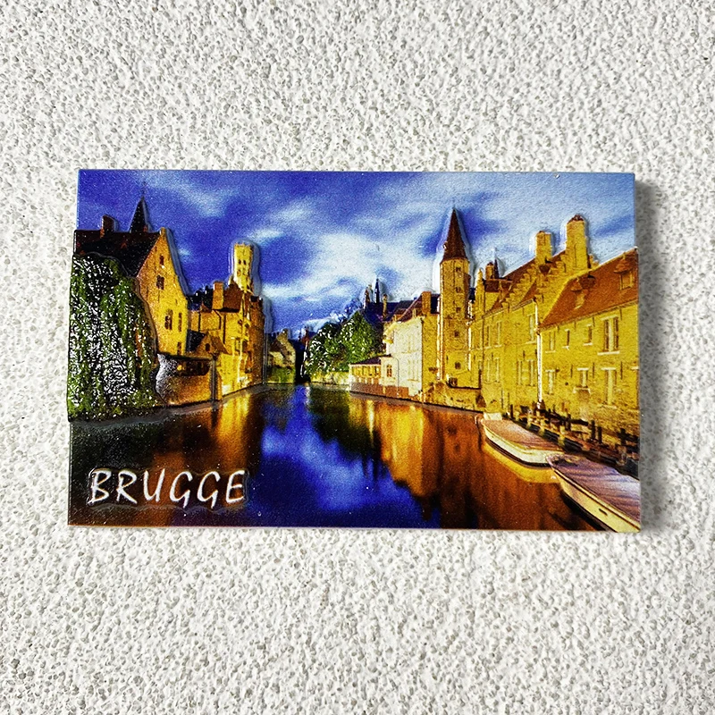 Bruges, Belgium World Tourist Souvenirs, 3D Humanistic Kitchen and Home Decorations, Tourist Gift Refrigerator Stickers