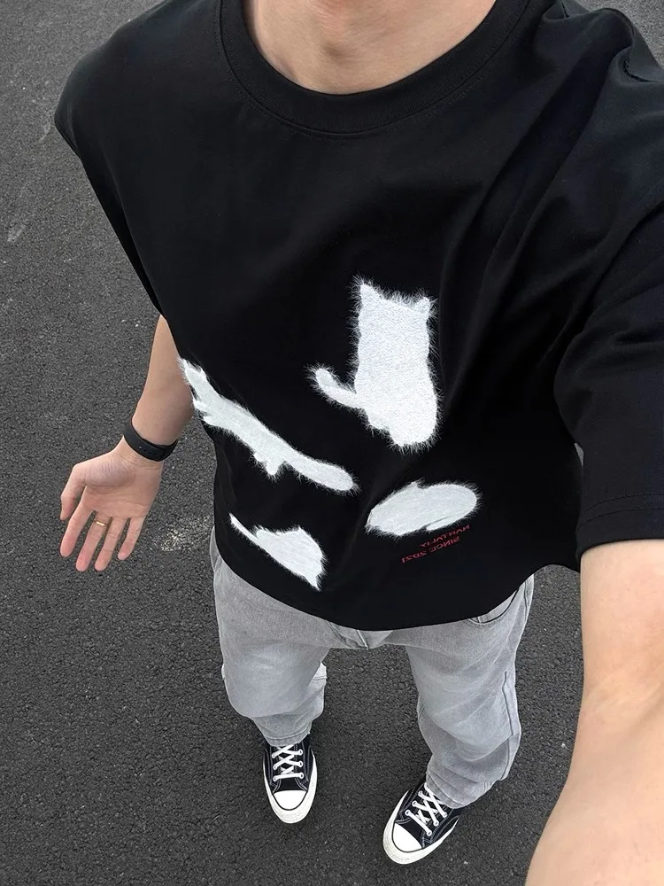 

Cool Feeling Embroidered ort Sve T-irt Men's Summer Qui Dry Breathable Loose Fit Polyester Fiber round Ne T-irt