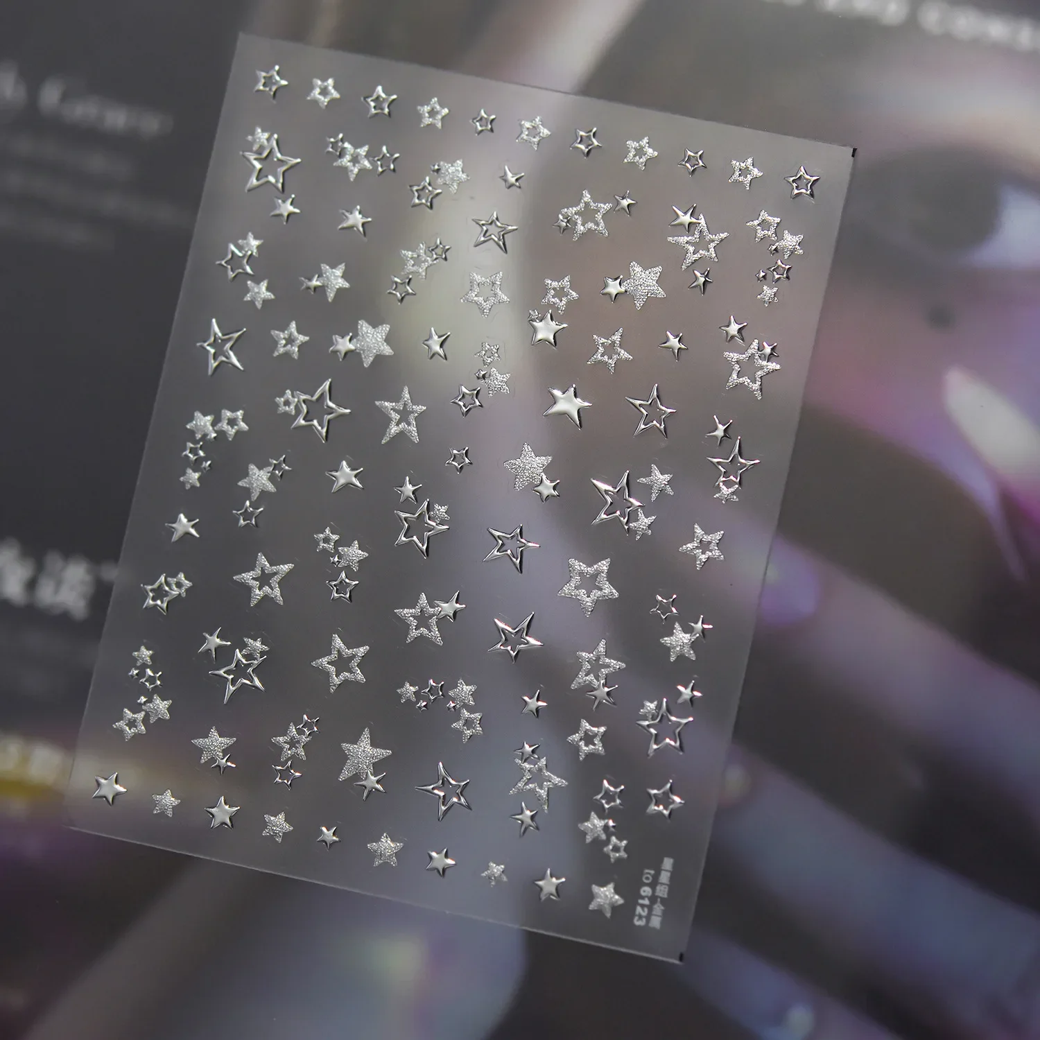 Delicate Hollow Stars Metal Silver Stars Nail Art Stickers Self-adhesive Nail Art Decals Manicure Decoration for Women Girls DIY