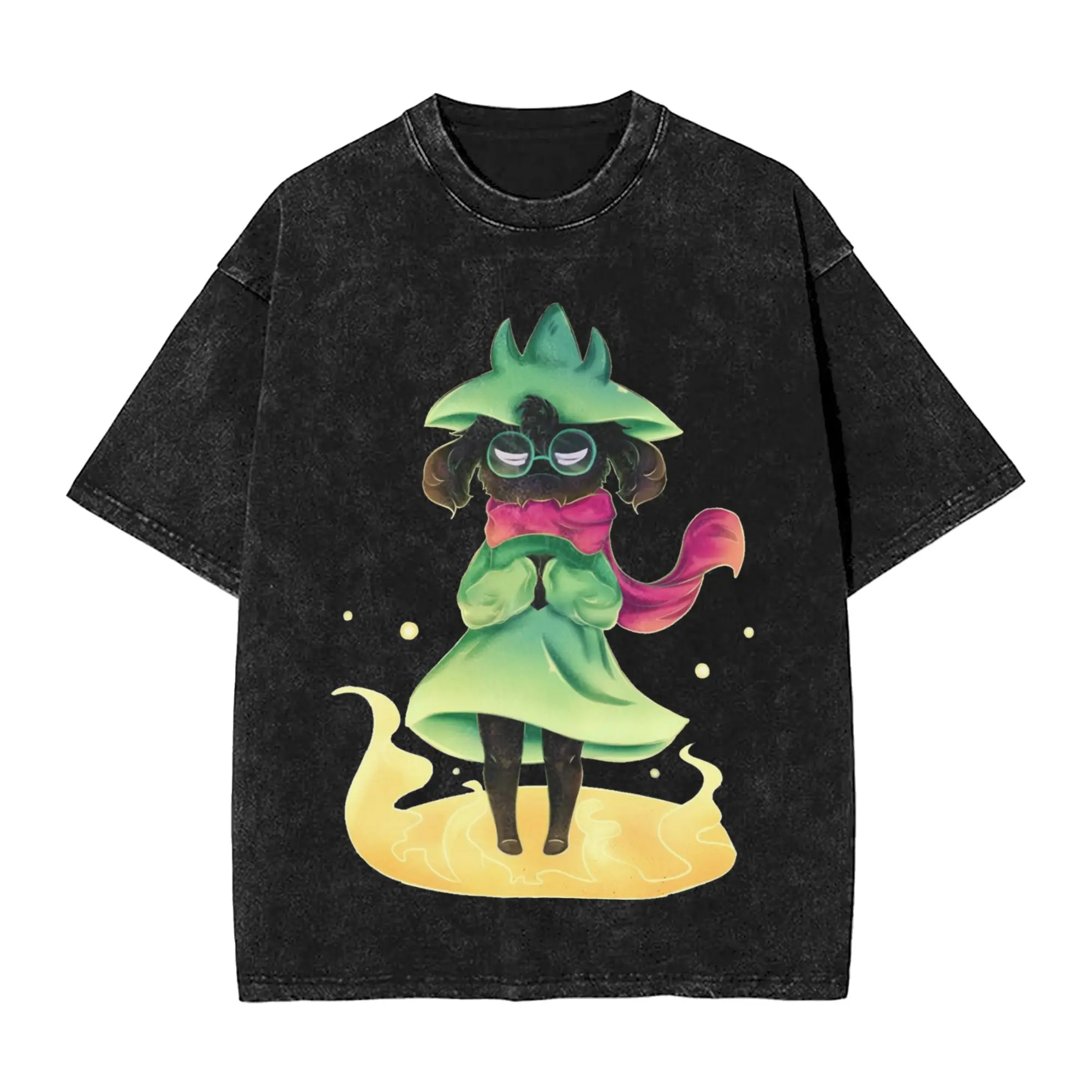 Washed T Shirt Deltarune Ralsei Delta Rune T-Shirts High Street  Streetwear 100% Cotton Summer Tops Tops Tees for Men Women