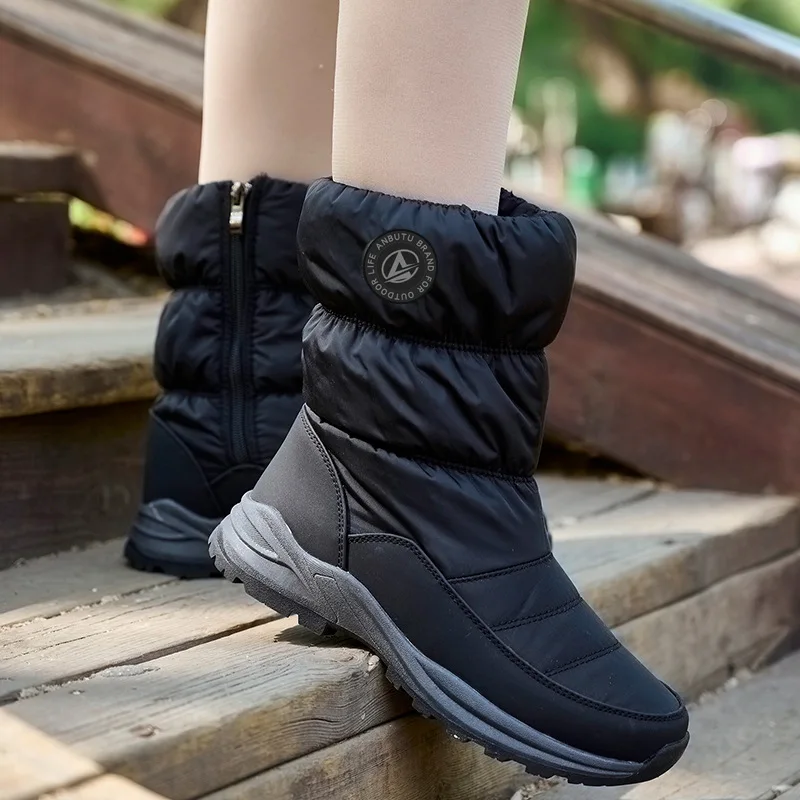 

Women's Cotton Slippers Fleece Lined Warm Casual Cotton Boots Thick Non-Slip Trendy Snow Boots Comfortable Home Shoes