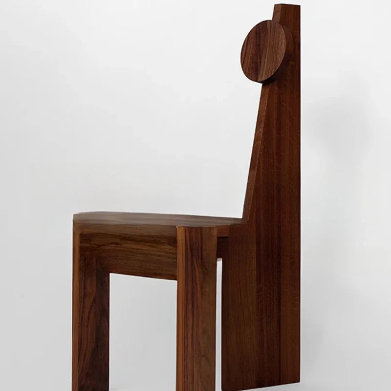 

Nordic quiet wind black walnut solid wood dining chair home designer retro art book chair high back decorative chair home